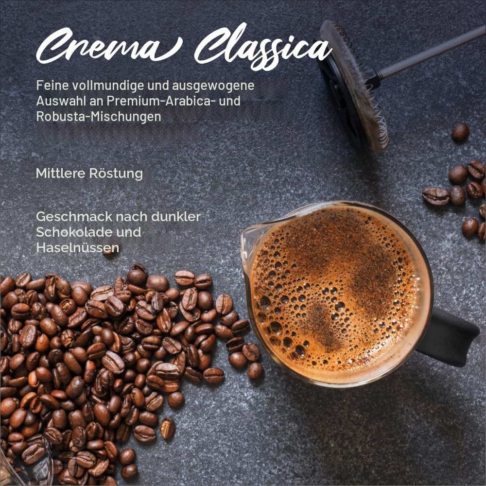 Caffè Borbone Selection Crema Classica ganze Kaffeebohnen 6x1000g | Schokoladig im Geschmack mittlere Röststufe 50% Arabicabohnen 50% Robustabohnen 6000g Kaffee