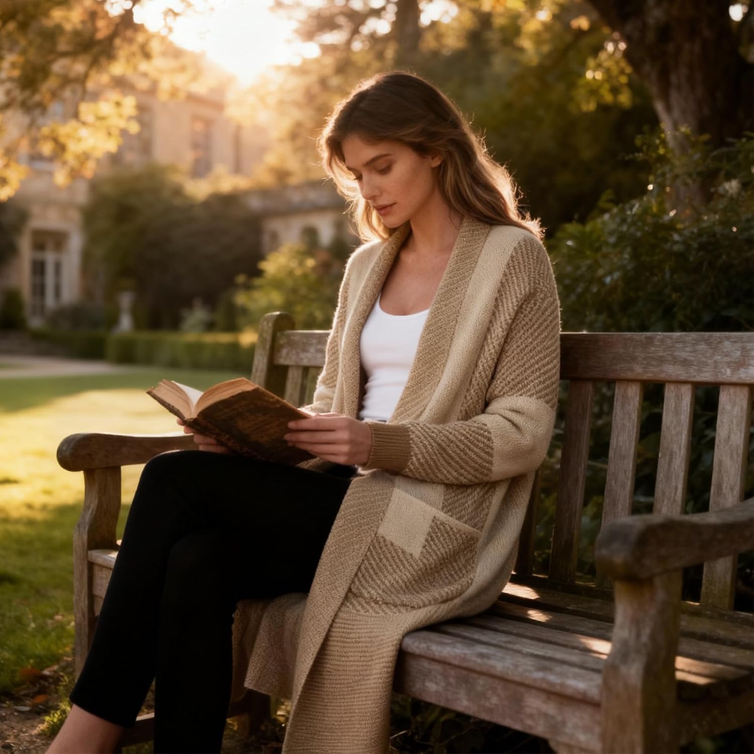 Women's Cardigan Chunky Open Front Sweater Long Knit Sweaters 2026 Spring Color Block Striped Outerwear Coats - Image 3