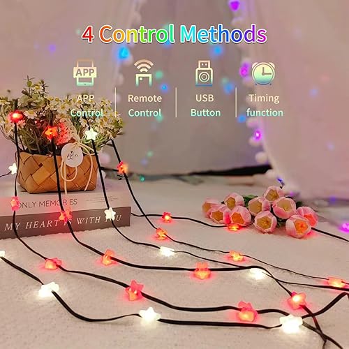 Miniatura 4 de Luces inteligentes de hadas, 33 pies, 66 luces LED, luces de tienda de campaña para fiesta con aplicación, sincronización de música, luces de cadena