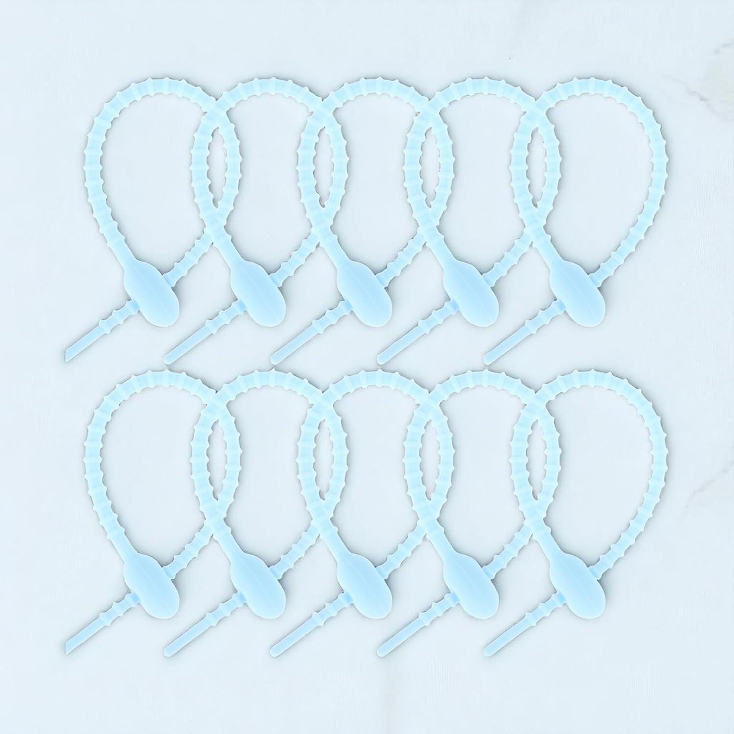 Generic 10 Pcs Cable Tie Releasable Keychain Cable Ties Small Silicone Sky Blue 5.91 Inch