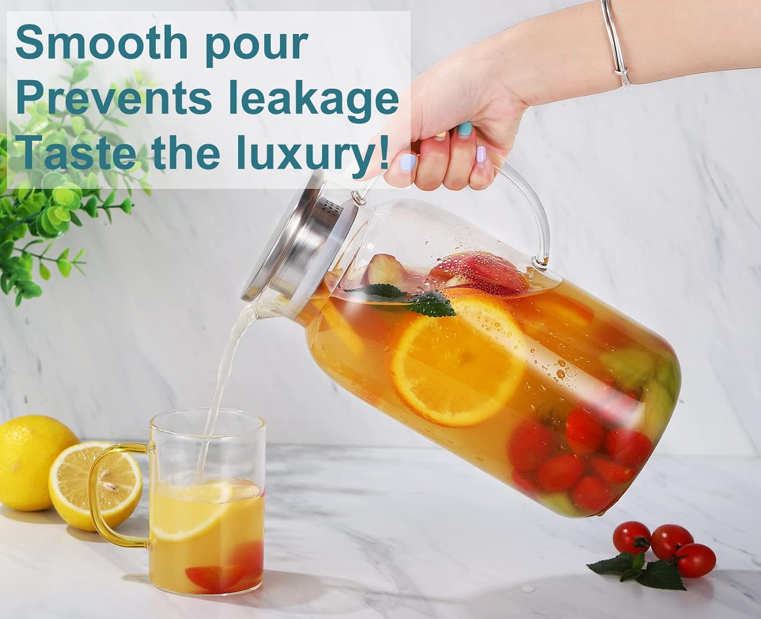Gеt Sресіаl Prісе Glass Pitcher 85 Ounces with Stainless Steel Lid,Hot/Cold Water Pitcher with Handle for Juice Coffee Ice Tea Beverage Safe Borosilicate Jug Gеt Sресіаl Prісе Glass Pitcher 85 Ounces with Stainless Steel Lid,Hot/Cold Water Pitcher with Handle for Juice Coffee Ice Tea Beverage Safe Borosilicate Jug