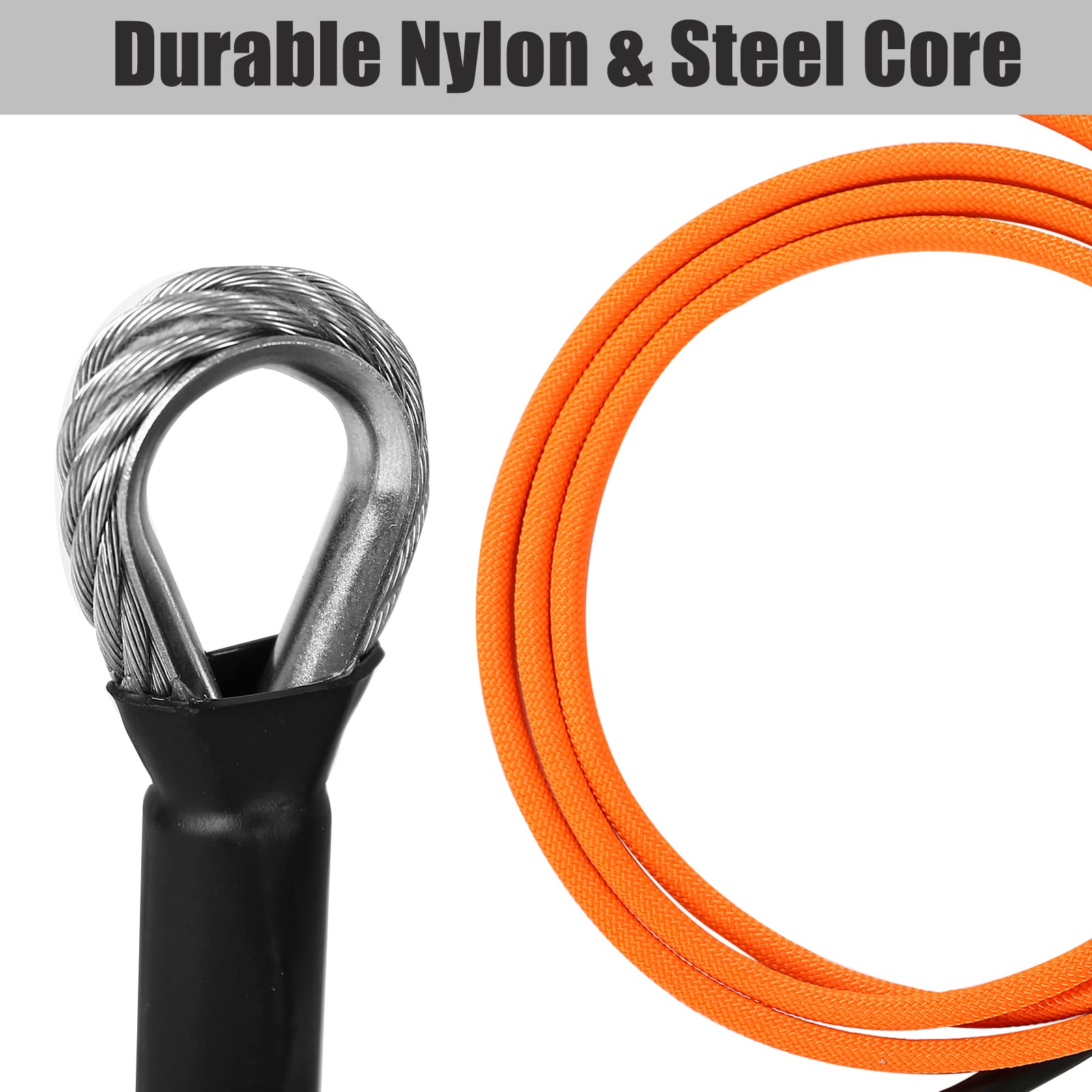 12 mm x 2,4/3 m/3,6 m, núcleo de acero con mosquetón de triple bloqueo, cordón ajustable, bajo estiramiento, para protección contra caídas, podador de árboles, trepadores de árboles