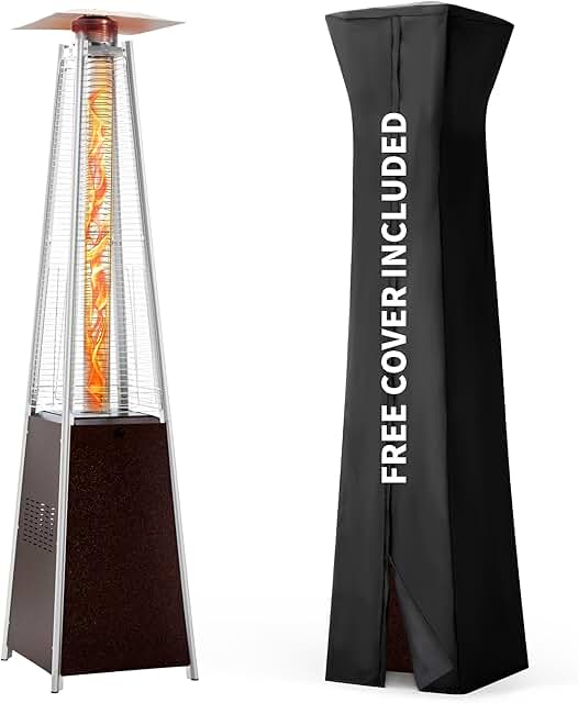 Pamapic Patio Heater, 48,000 BTU Pyramid Flame Outdoor Heater with Cover...