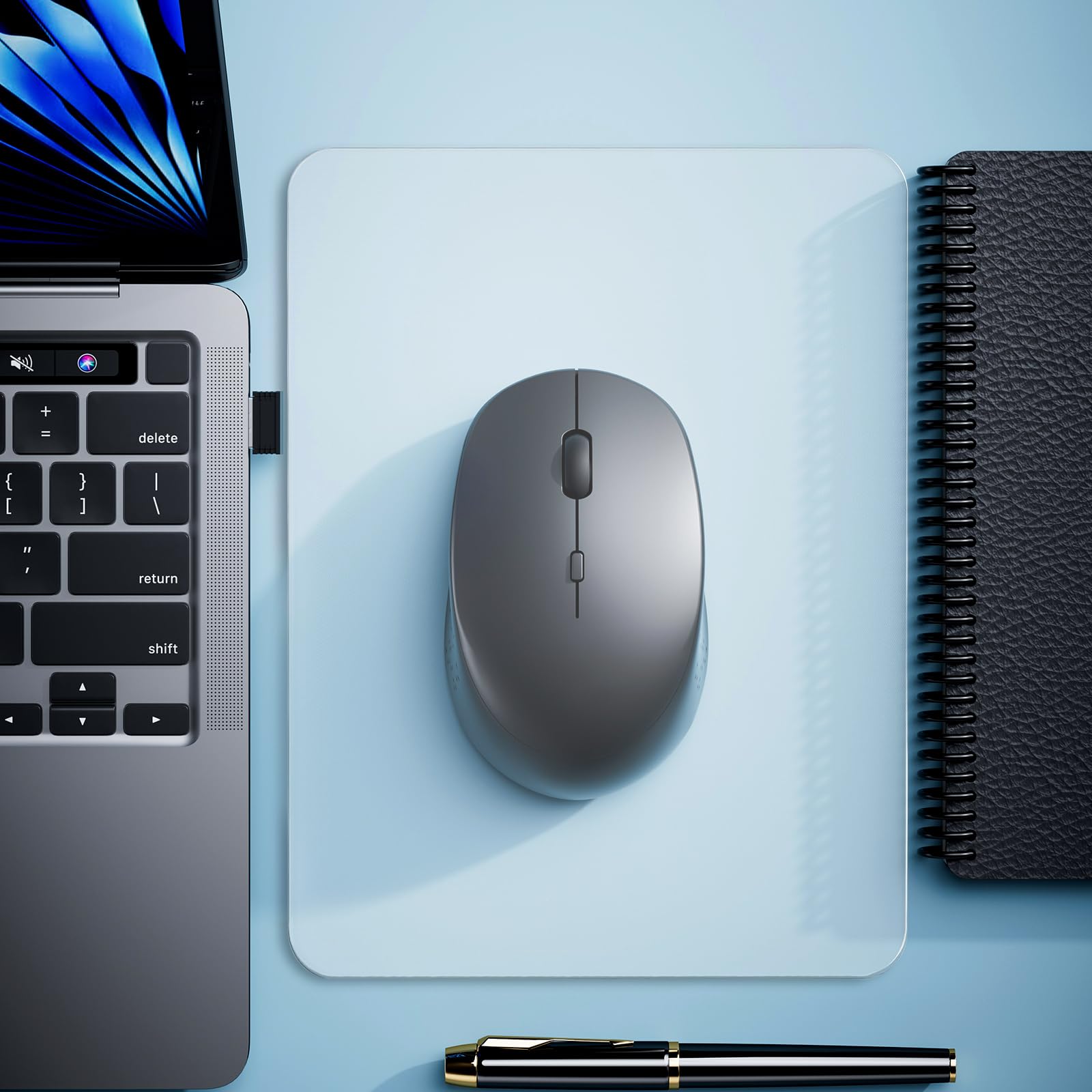 Yardwe Tappetino per Mouse in Vetro Temperato Trasparente, Stabile e Facile da Pulire, per Gaming e Protezione Desktop, per Appassionati di Videogiochi