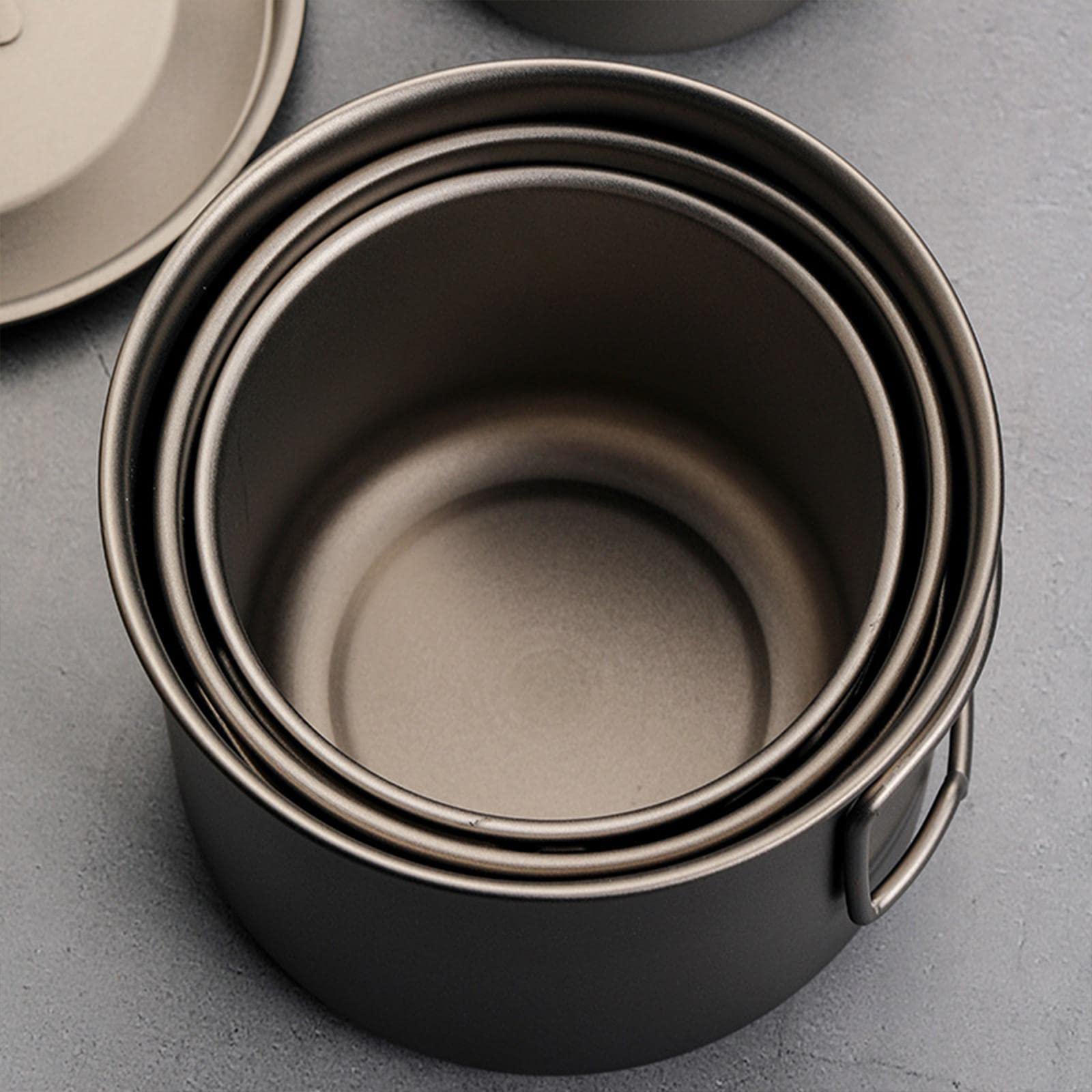 Mug Poignée Ergonomique Intégré Casserole Bouteille à Café Gobelet Portable Résistant à La Rouille Titane Adapté pour Extérieur