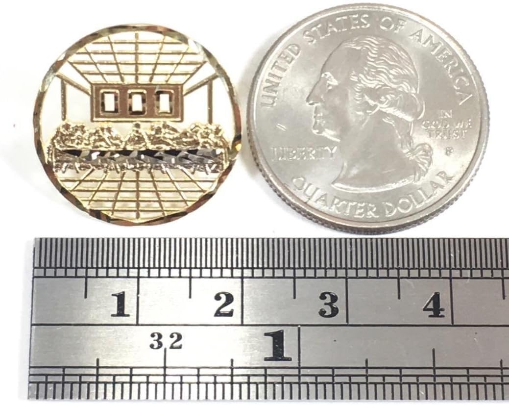 20 MM DIAMETER DIAMOND-CUT ROUND APOSTLES JESUS LAST SUPPER STUD EARRINGS REAL 10K YELLOW GOLD SG6224