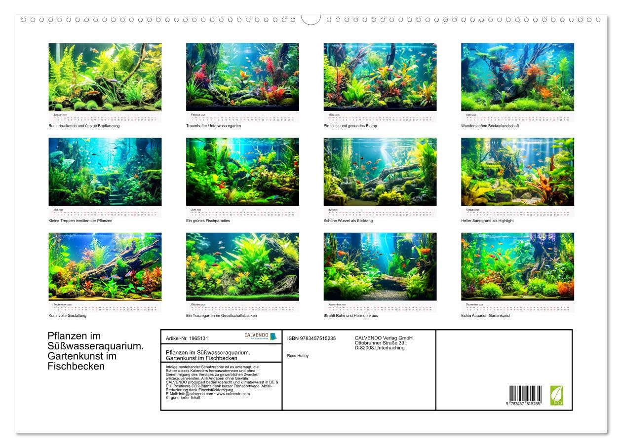 Pflanzen im Süßwasseraquarium. Gartenkunst im Fischbecken (Wandkalender 2026 DIN A2 quer), CALVENDO Monatskalender: Faszinierende Unterwassergärten ... Aquariumbepflanzung (CALVENDO Hobbys)