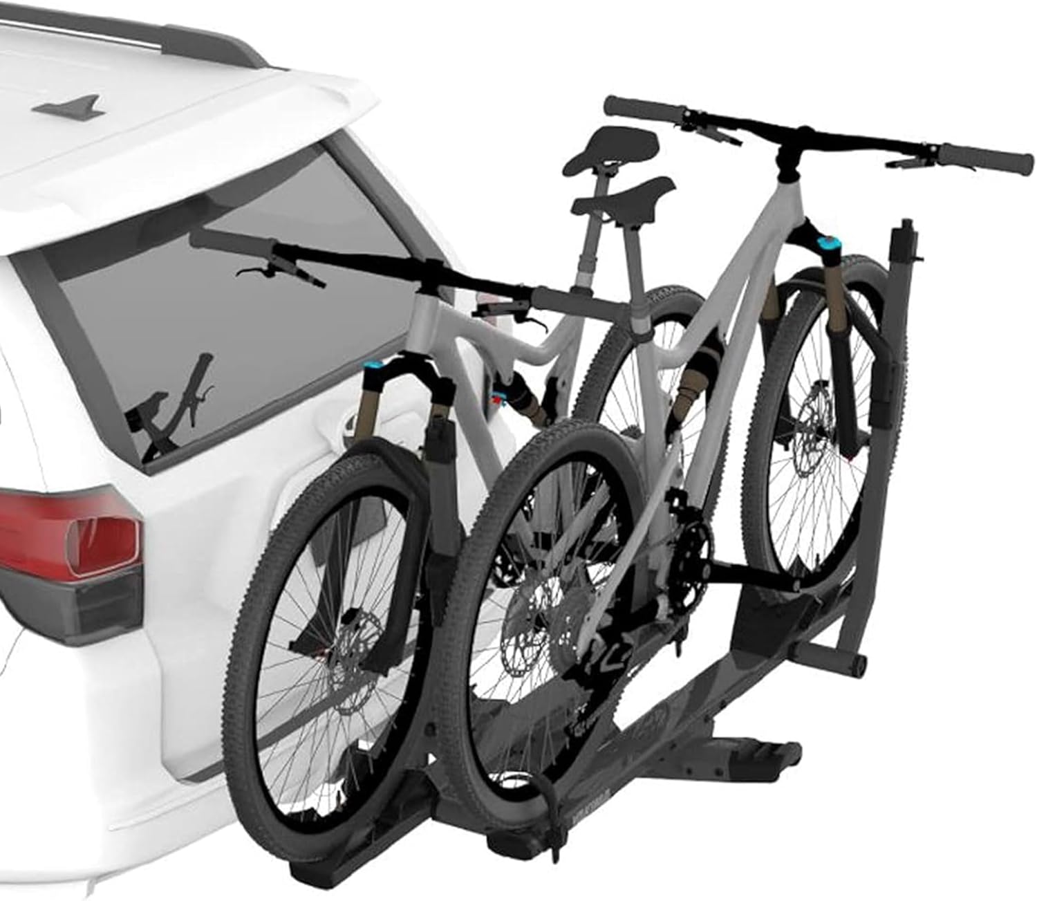 Yakima StageTwo 1.25 Inch Premium 4 Bike Tiered Adjustable Tray Hitch Bike Rack Accommodates 52 Inches Wheelbases with Remote Tilt Lever and SKS Locks