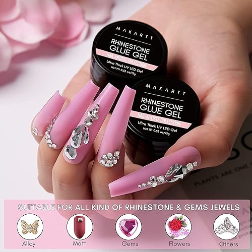 Vista 12 de Makartt Pegamento de diamantes de imitación para uñas: pegamento de uñas de gel súper fuerte para dijes de uñas, decoraciones de gemas, arte de uñas