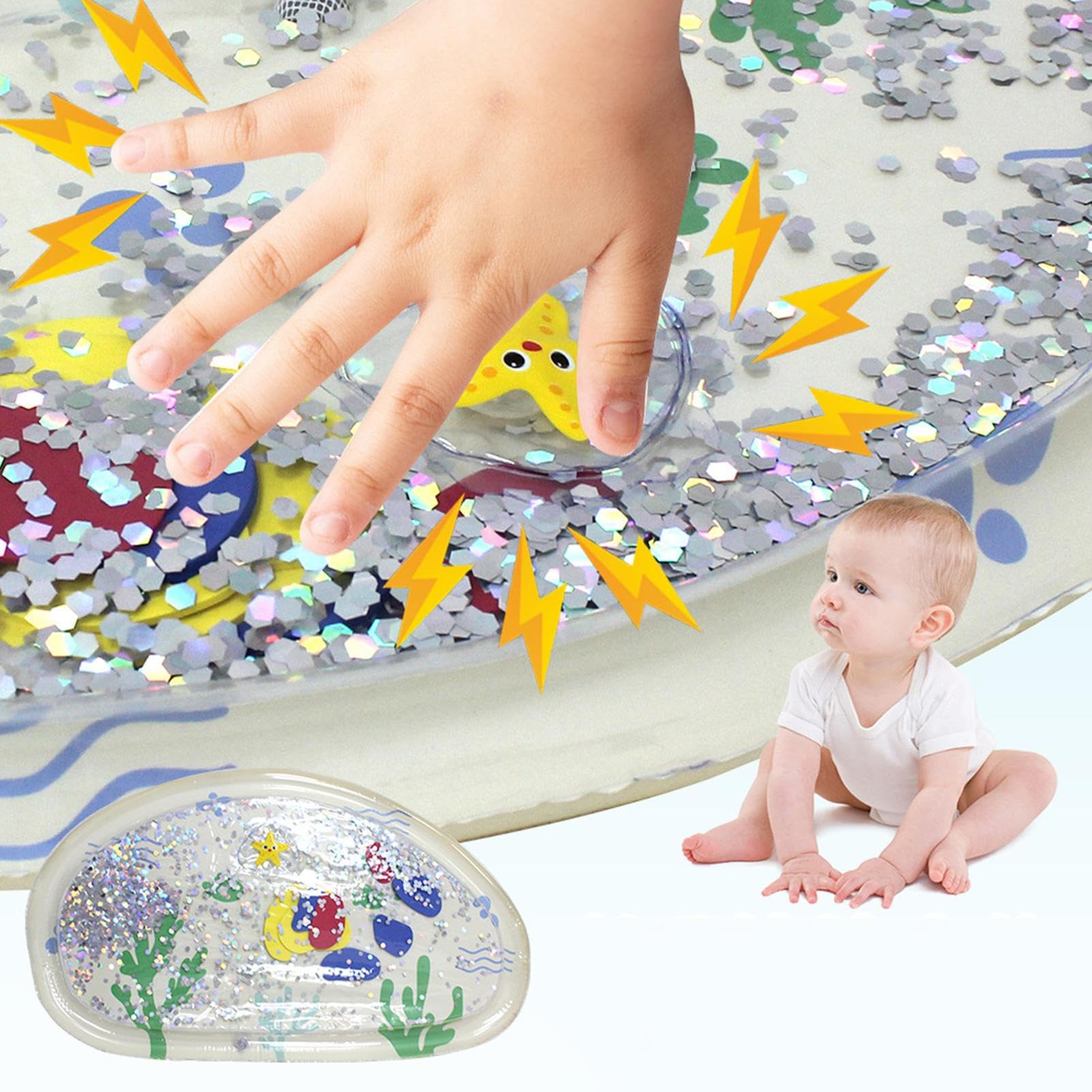Alfombra De Agua Tummy Time - Juego Acuático Sensorial Para | Fantástica Alfombrilla De Aprendizaje Y Juego, Desarrollo Sensorial Para El Hogar, Cuna, Ducha, Bañera, Playera — view 6