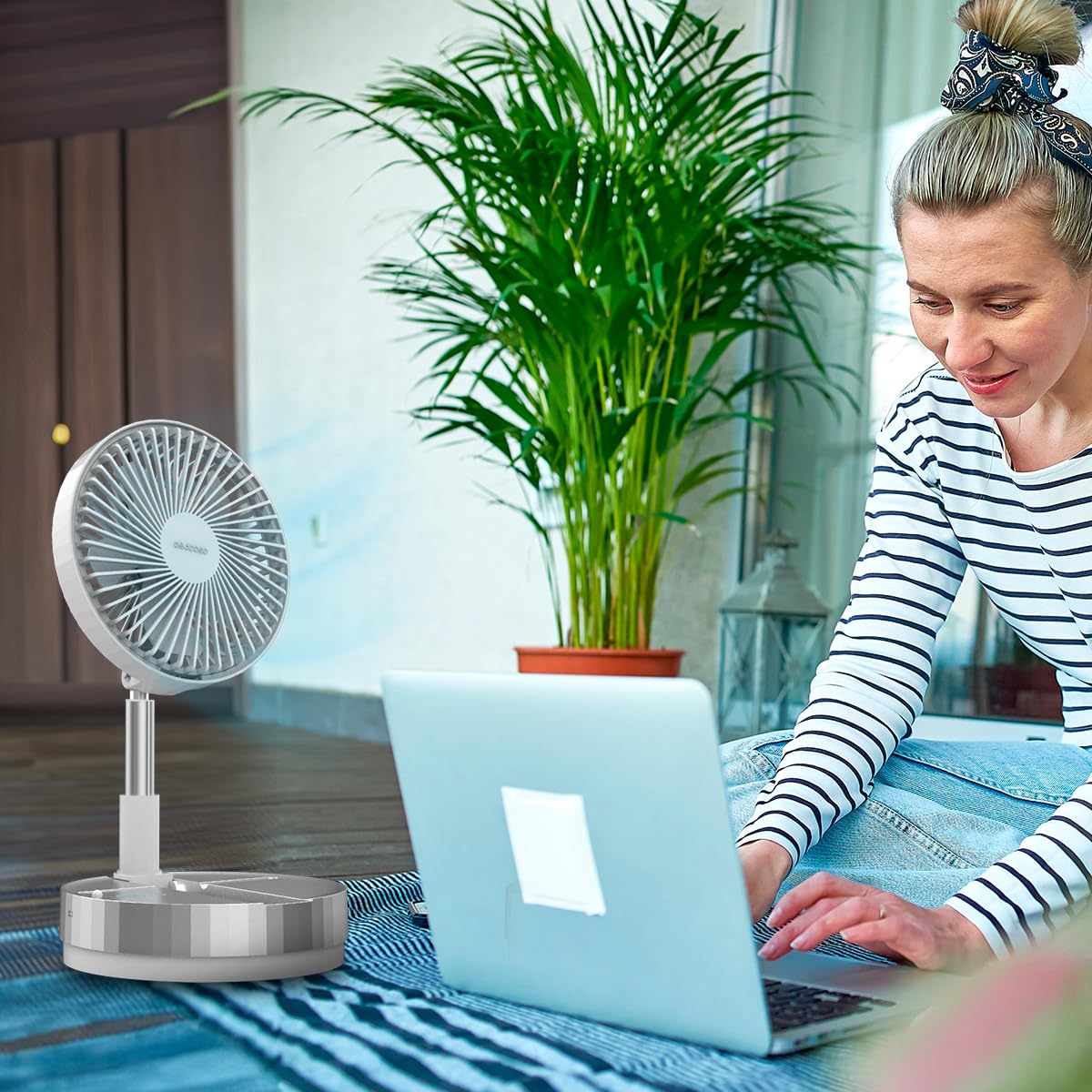 Cecotec Ventilatore Telescopico Energysilence 800 Foldair Portable Control. | Wireless con Batteria 7200mAh, Design Pieghevole e Telescopico, 8 Pollici, 4 Velocità, Oscillazione