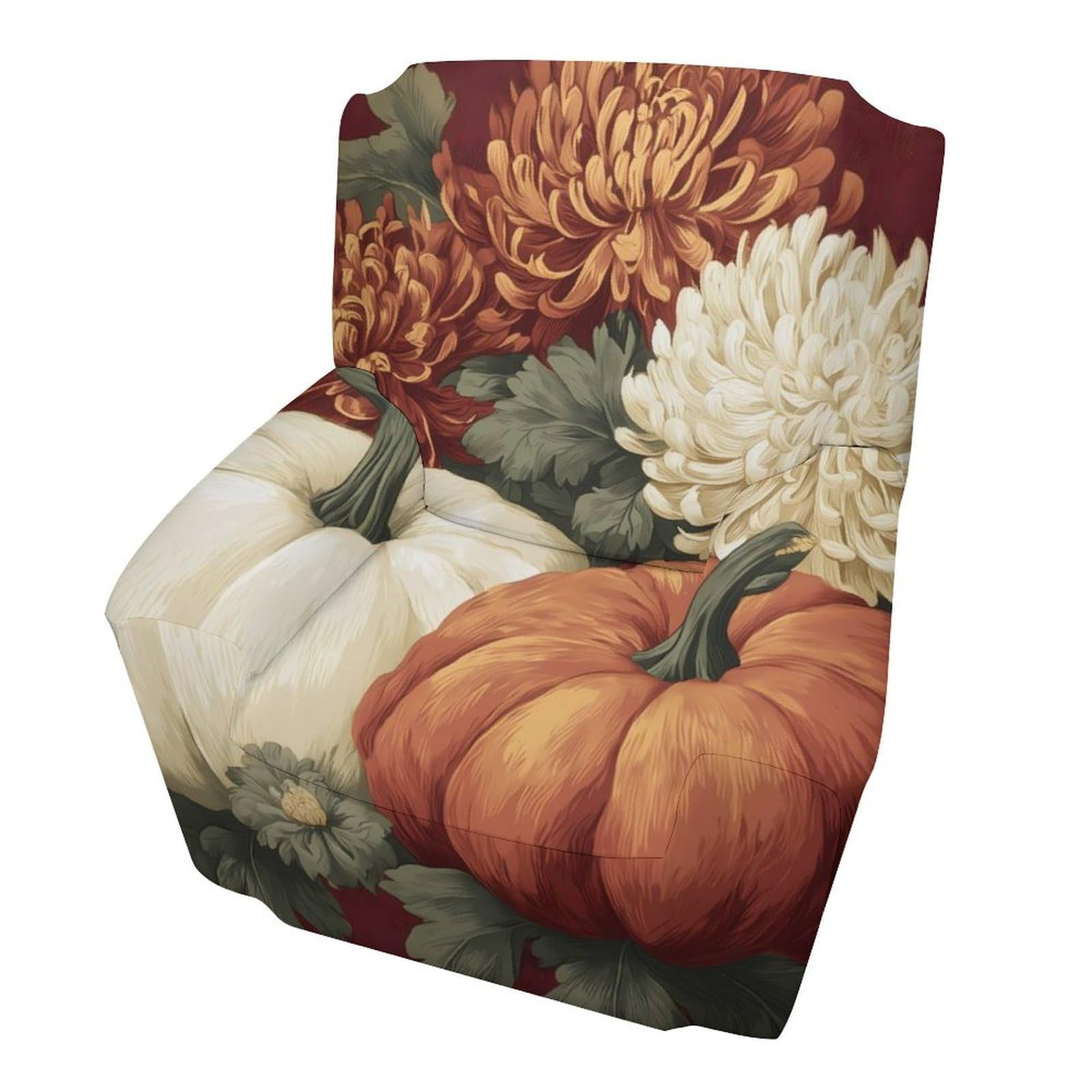 Housse de fauteuil simple extensible à motif citrouilles bleues