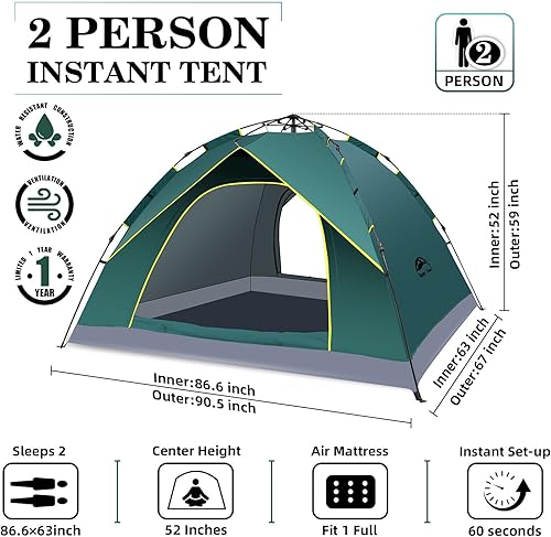 Miniatura 2 de Happy Travel Tienda de campaña para 1234 personas, tiendas de campaña instantáneas fáciles para acampar, tienda de campaña familiar impermeable