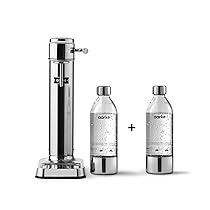 Aarke Carbonator 3, Gasatore D’Acqua Per Trasformare L’Acqua In Acqua Frizzante, 2 x Bottiglie (800ml), Finitura Acciaio