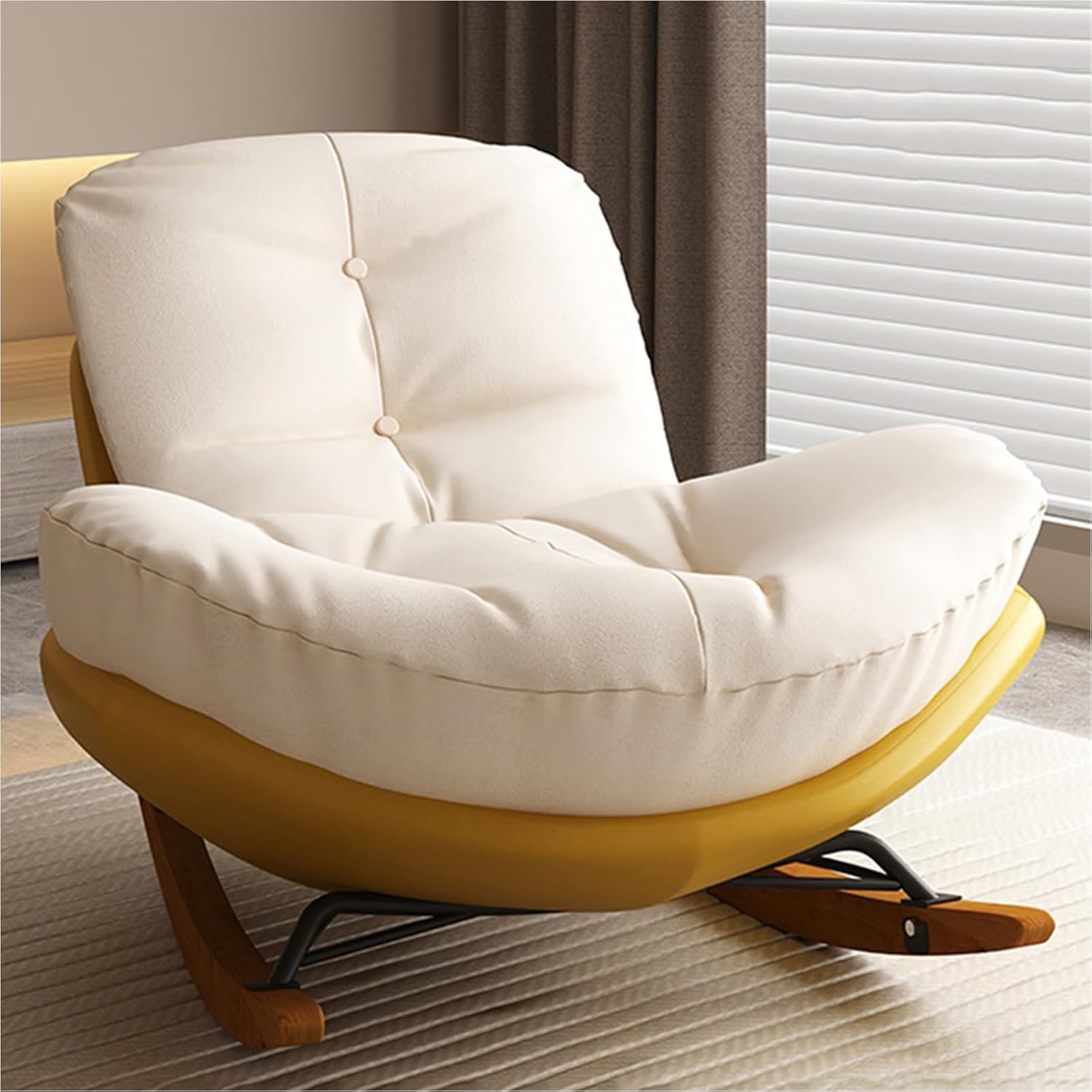 Patio Leisure Rocking Chairs，Deluxe Patio Rocking Chair,Rocking Chair Nursery,22'W Oversized Rocking Chair with Rubber Wood Base,Comfy Recliner Chair with Wide Backrest,Garden Rocking Chair