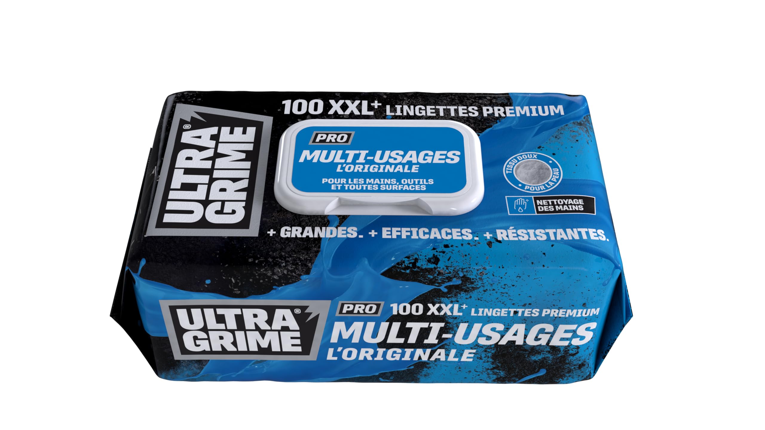 UltraGrime Pro Multi-Purpose Cleaning Wipes | Industrial Wipes to Remove Grease, Oil, Paint and Ink Stain | 100 Wet Wipes XXL 38cm x 25cm