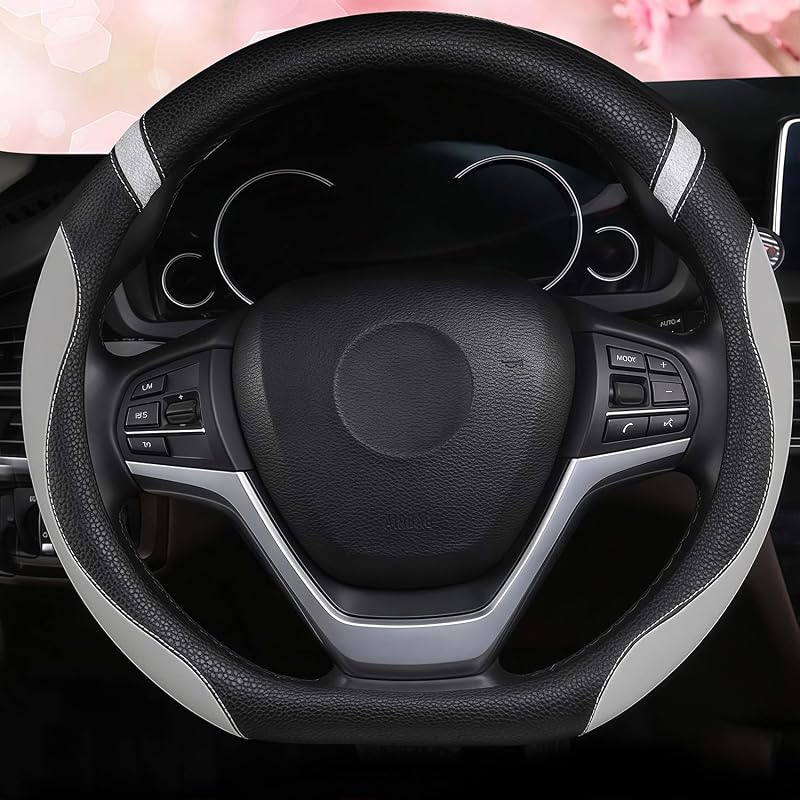 Capa para Volante D com Base Reta em Couro Cinza Cxtiy para Carro