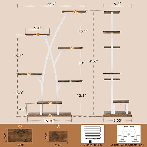 Miniatura 6 de Soporte para plantas de interior con luces de crecimiento - Estante de plantas de 7 niveles para interiores, soportes de esquina para plantas de