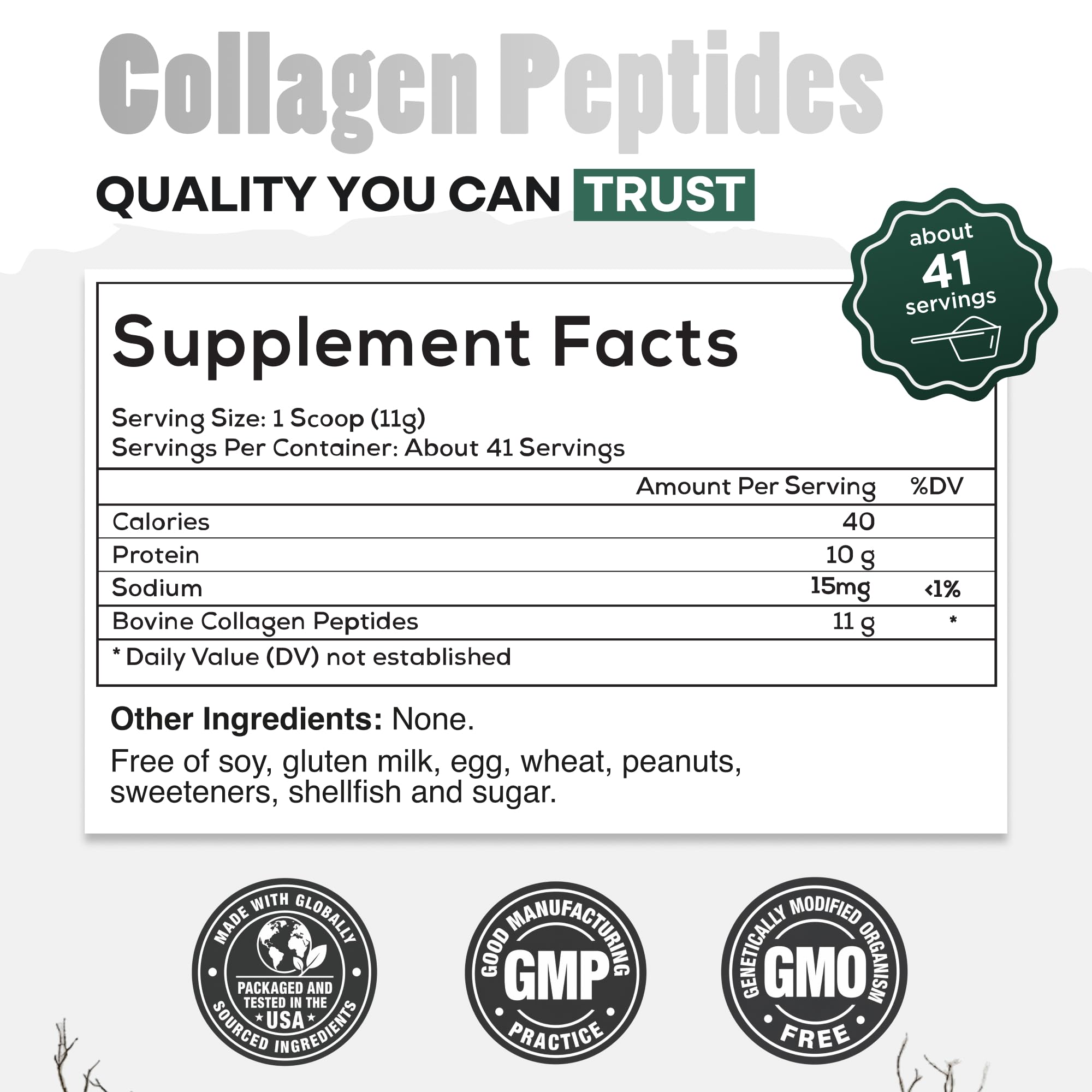 Wild Foods Collagen Peptides Powder, Grass-Fed Hydrolyzed, Type I&III, 16oz — Amazon image 5