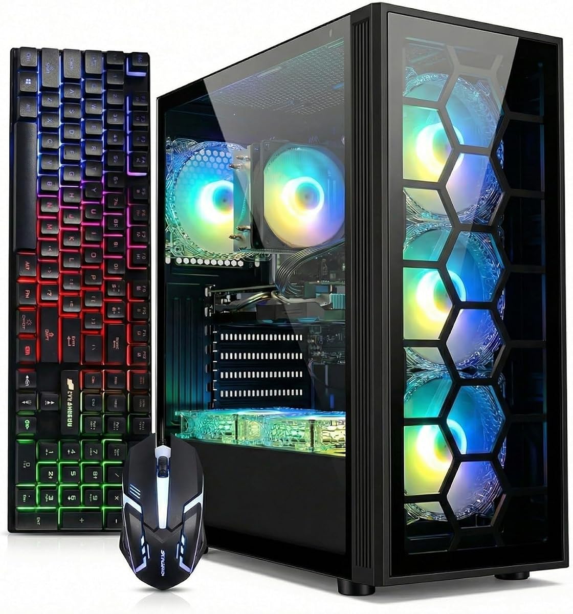 PC de escritorio para juegos, Core I7, RTX 3050 6G, 32G RAM, 1TB SSD | Torre de computadora para juegos para streaming, edición de vídeo, hogar, escuela, I7 hasta 3,9 GHz, ventilador ARGB, WiFi 6, BT 5,0, 4K DP, HDMI, Win11 Home
