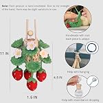 ROFIGL Handmade Crochet Hanging Car Air Freshener - Cute Strawberry Plant Design, 12ml Refillable Thick Glass Bottle, Car Diffuser for Rearview Mirror, Home & Office Decor