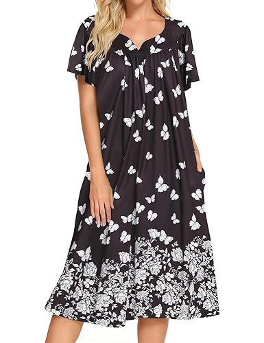 Bloggerlove House Dresses for Women With Pockets Mumu Duster Housecoat
