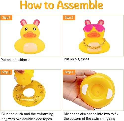 Miniatura 3 de wonuu Decoración de pato de goma para automóvil, adorno para tablero de automóvil, accesorios de decoración de tablero de automóvil, con mini anillo