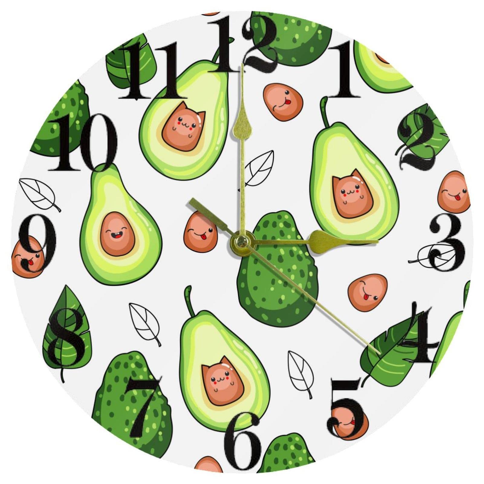Horloge murale à quartz avocat de 25 cm silencieuse à pile pour cuisine