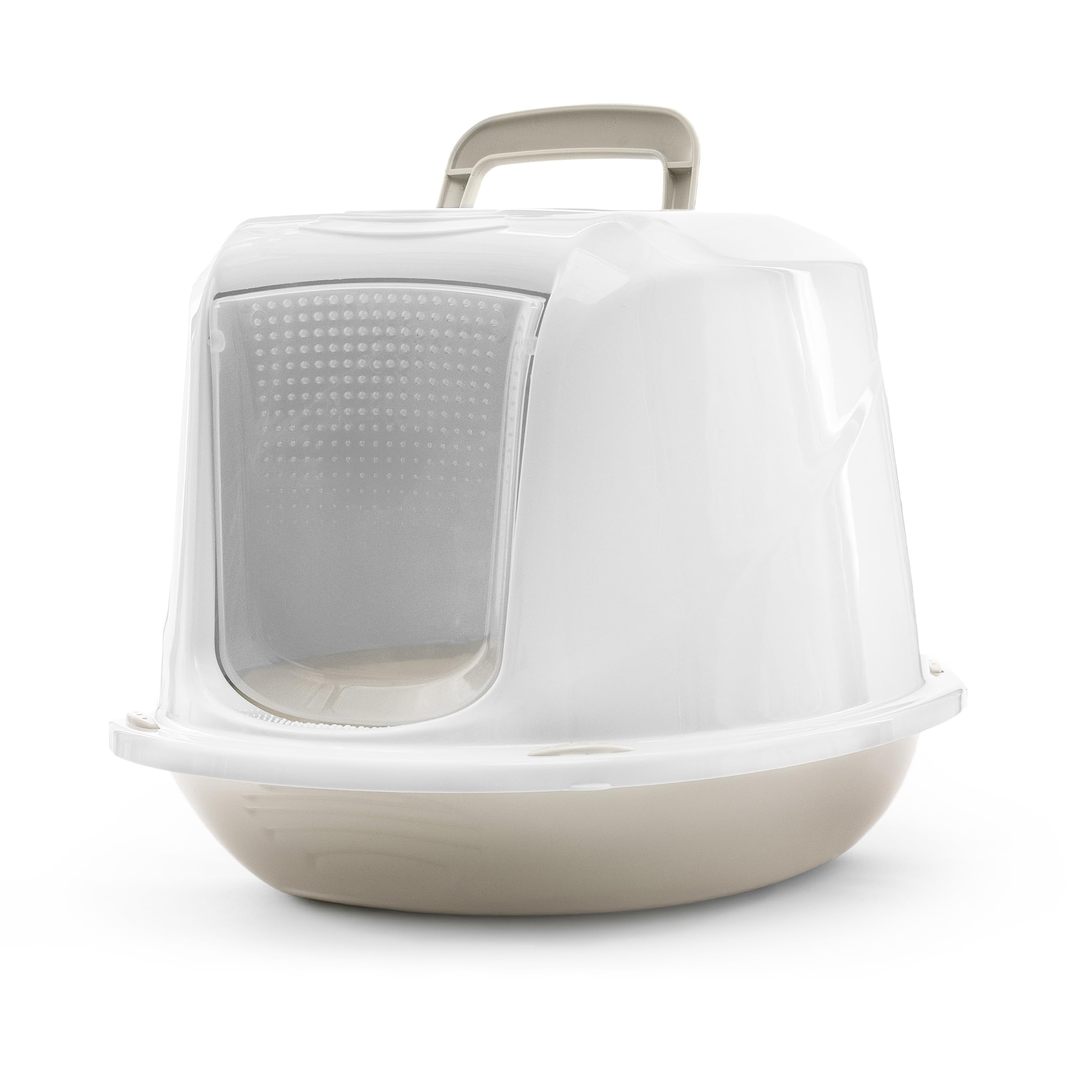 Record Arena+ Closed Cat Litter Tray with Handle and Filter, Taupe, 45 x 36 x 31.5 cm, Plastic Toilet Modern Design, Easy to Clean, Made in Italy