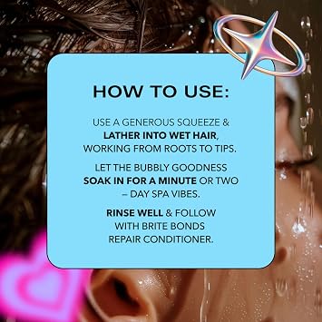 Brite Bonds Repair Shampoo with Peptides & Easy Squeeze Bottle - Reverse All Types of Hair Damage with Nourishing Oils - Vegan Cruelty-Free Salon Quality Bonds Shampoo to Revitalize Hair (6.76 Fl Oz)
