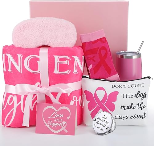 Tioncy 10 unidades de regalos para sobrevivientes de cáncer de mama para mujeres, cesta de cuidado de quimioterapia, paquete de 50 x 60 pulgadas,
