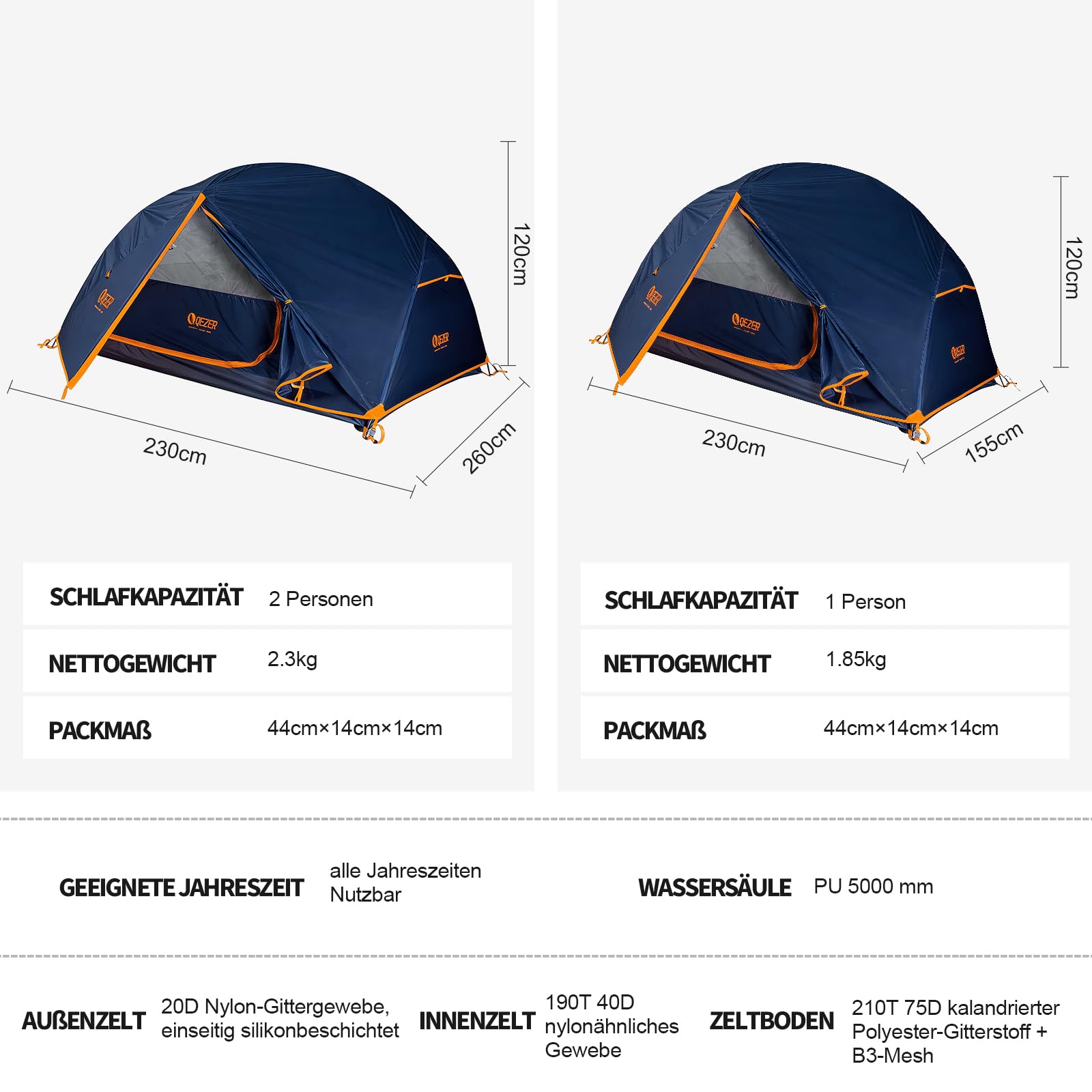 Ultraleichtes Rucksackzelt, Campingzelt, wasserdichtes PU 3000mm Außenzelt, PU 5000mm Bodenzelt, ultraleichtes Rucksackdesign, geeignet zum Wandern, Campen und für Outdoor-Aktivitäten.