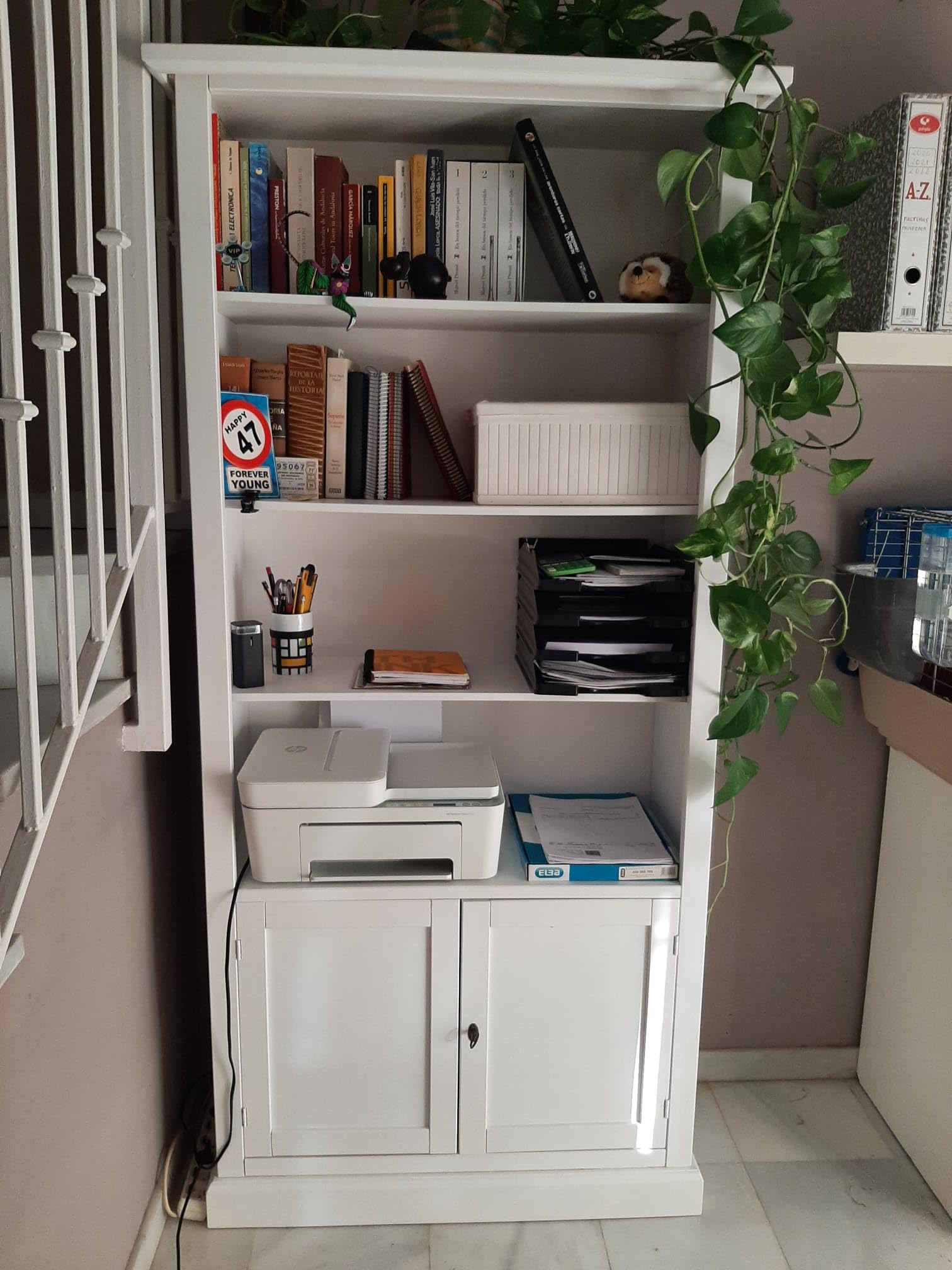 Mar.c.a. Design, Libreria Estanteria Blanca, Estanteria Madera con Estantes y Puertas para varios Objetos - Estanteria Libros 90x41x186h - Mueble Salon Blanco de Estilo Clásico Multiuso, Made in italy