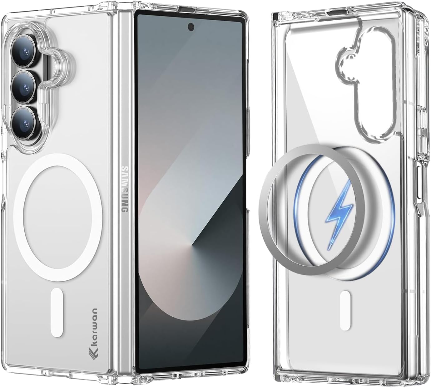 KARWAN Shockproof Transparent Back Case Cover Compatible with Samsung Galaxy Z Fold 7,Heavy Duty Case with 360 Degree Protection,Heavy Duty Cover with N52 Magnetic MagEase Mag-Safe Wireless Charging