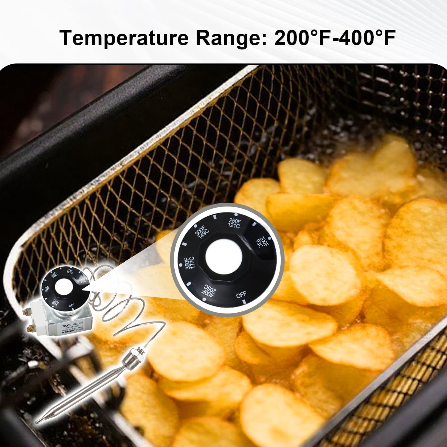 Millivolt Thermostat Control for Gas Deep Fryer with 3/8" MPT Connection Compatible with Adcraft Atosa and Robertshaw Replace#: RX-2-24 301030004 00-913153 RX-10-24 RX-2-30