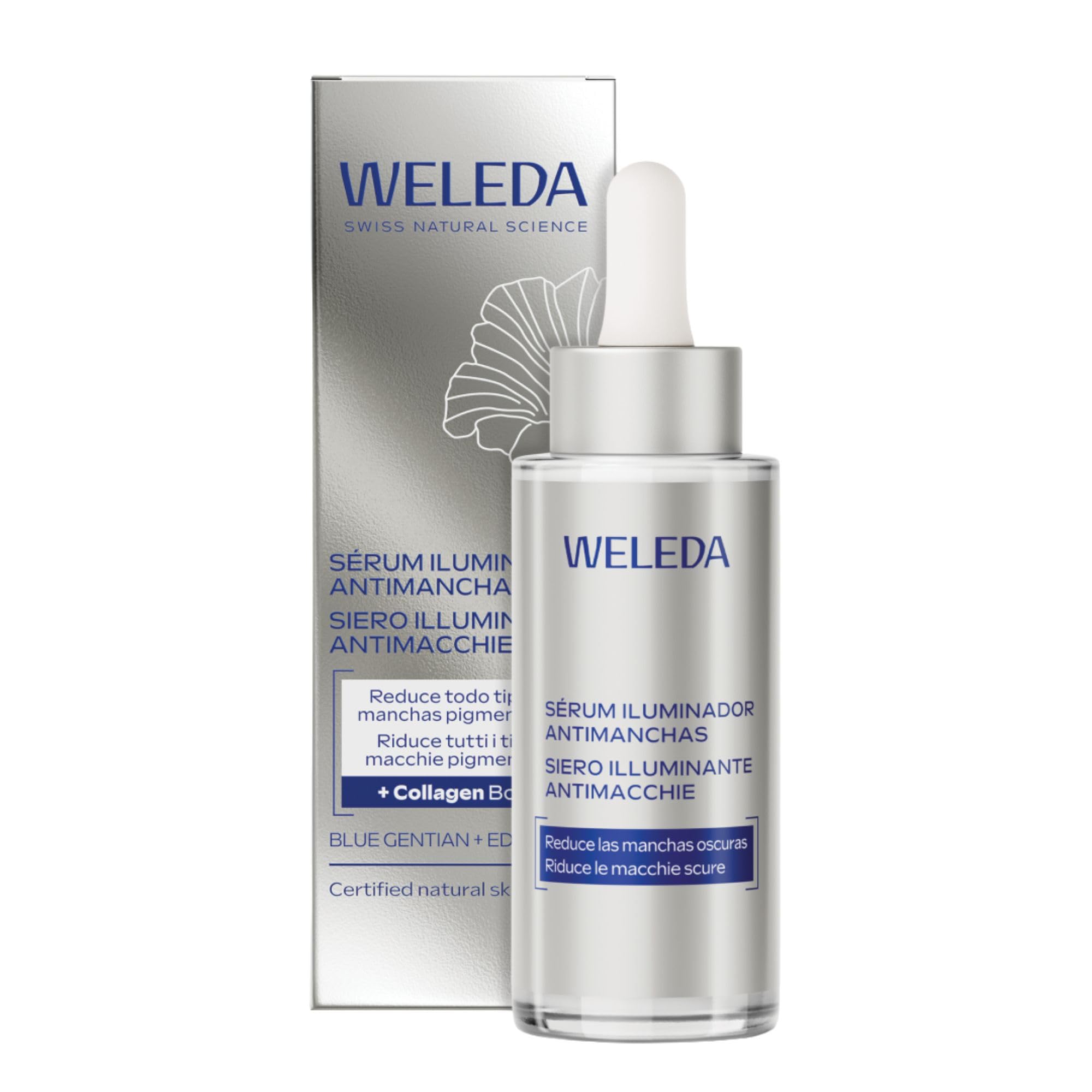 WELEDA Bio Anti Pigmentflecken Bright Serum Blauer Enzian & Edelweiß – Naturkosmetik Anti Aging Gesichtsserum/Gesicht Pflegekonzentrat für strahlenden Teint & weniger Altersflecken (vegan, 1x 30ml)