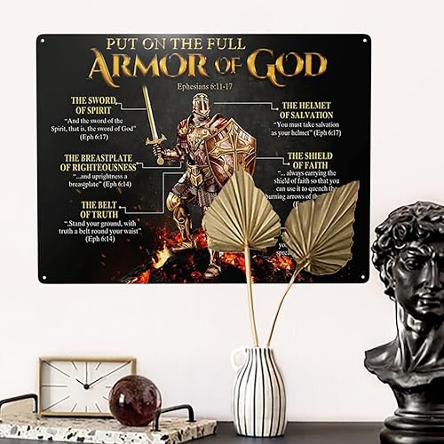 Miniatura 5 de WZVZGZ Letrero de metal con diseño de armadura de Dios, decoración divertida para el hogar, cocina, bar, habitación, garaje, placa de póster