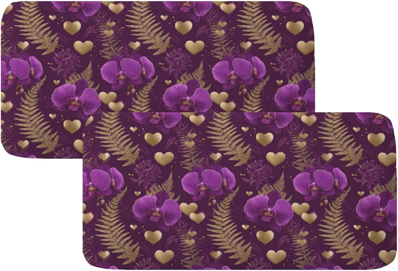 Orchid Gold Heart Purple Loveseat Covers Couch Covers for 2 Cushion Couch, 2-Piece Stretch Sofa Slipcovers Anti-Slip Washable Furniture Protectors for Dogs Pets