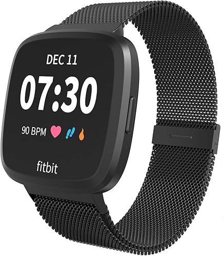 Bandas magnéticas compatibles con Fitbit VersaVersa 2Versa LiteSE, pulsera de repuesto ajustable de metal para reloj inteligente Fitbit Versa,