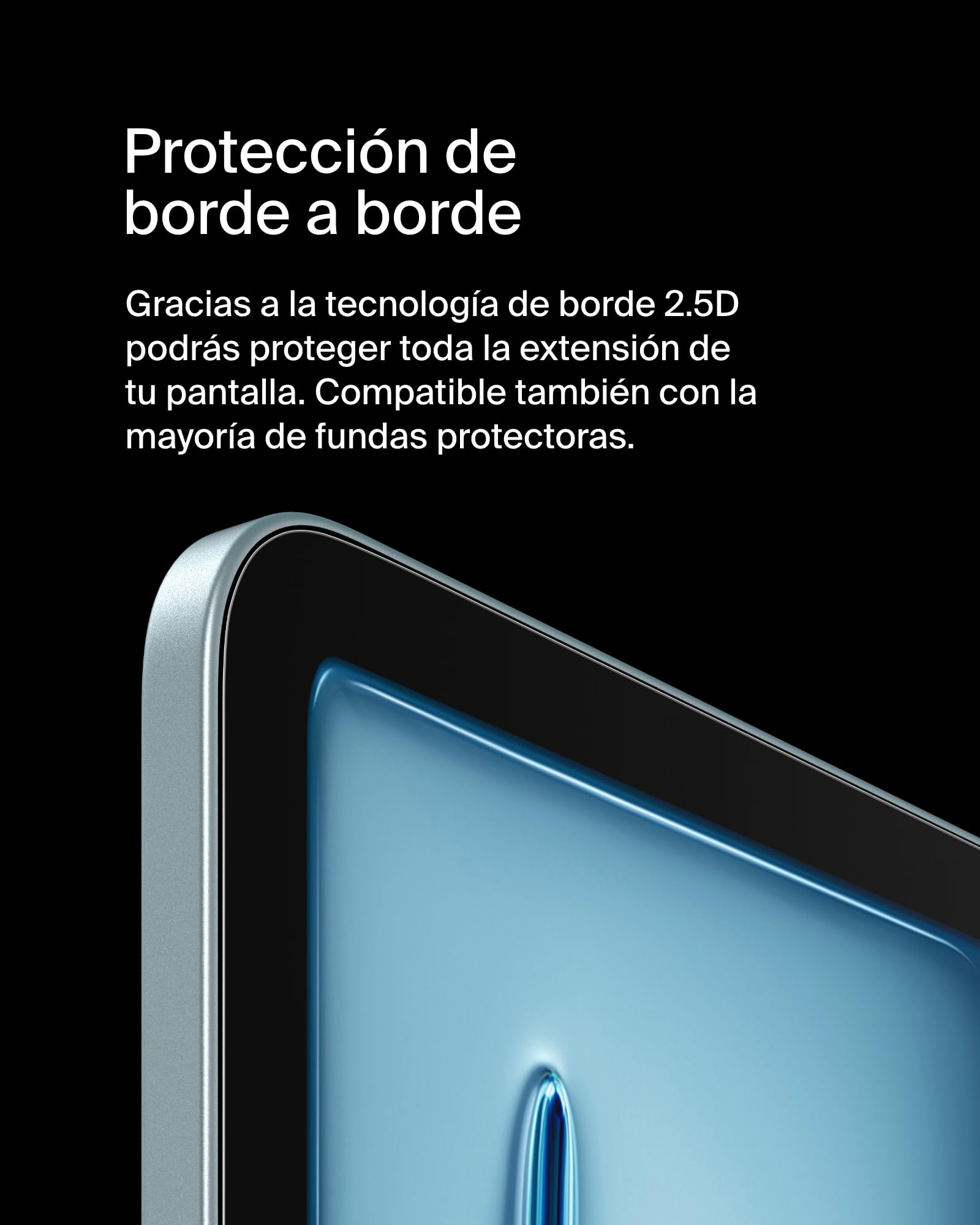 Belkin ScreenForce protector de pantalla para iPad Air de 11″, vidrio templado con grado 9 H de resistencia, 0,33 mm de grosor, antiarañazos, instalación fácil, compatible con fundas y Apple Pencil