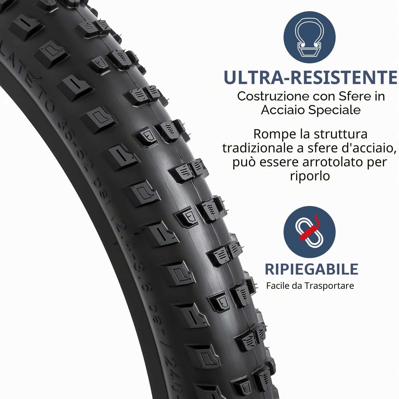 YunSCM 2PCS Pieghevole 24 Pollici Pneumatici 24x2.25 ETRTO 57-507 e 24 Pollici Camera d' Aria AV32mm compatibile Bicicletta 24x2.125 24x2.25 24x2.30 Copertoni e Camera d'aria