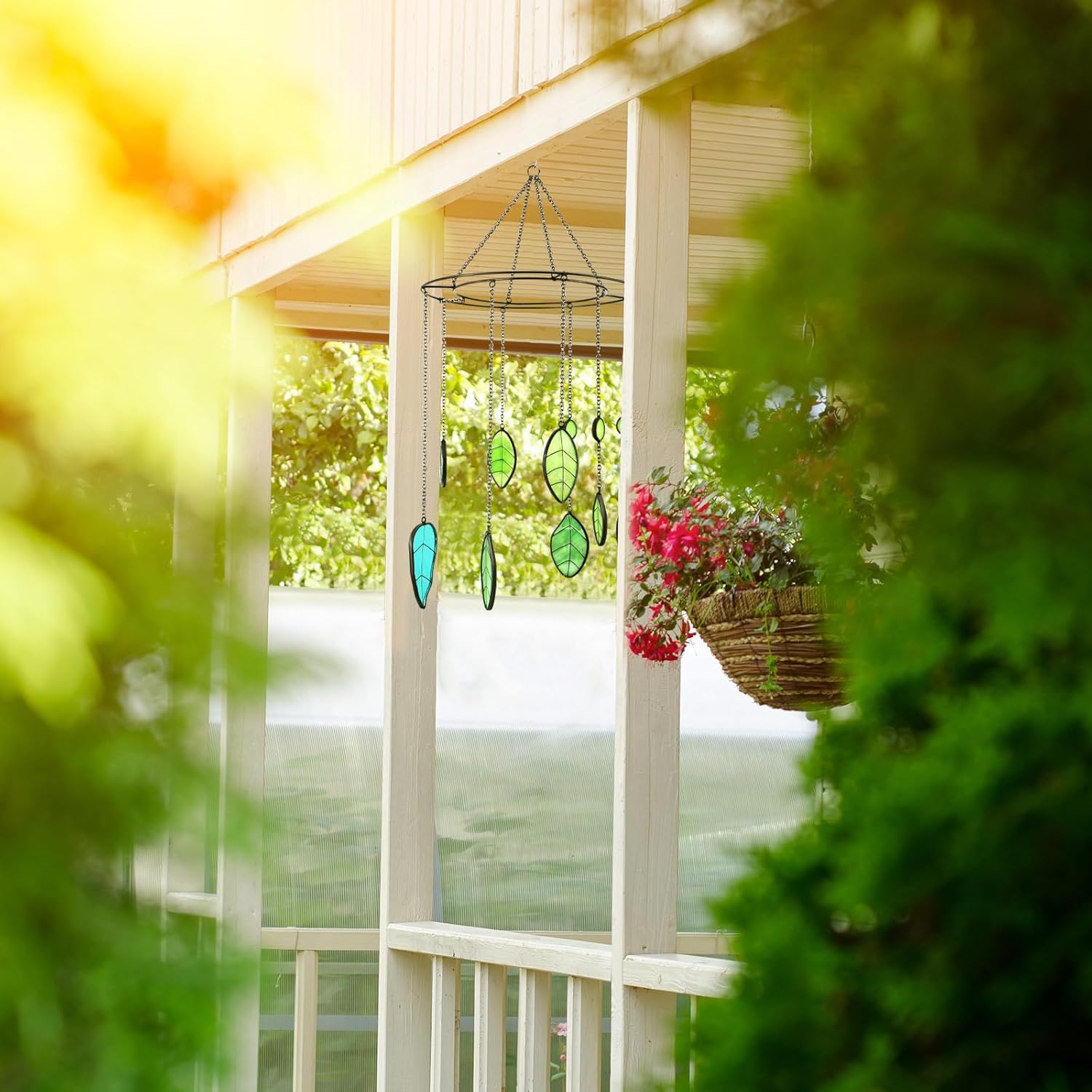 Thyle Plant Stained Glass Window Hanging Stained Glass Suncatcher Artificial Green Plants Decor Gift for Women Mom Grandma Plant Lovers Sun Catcher for Home Windows - Image 5