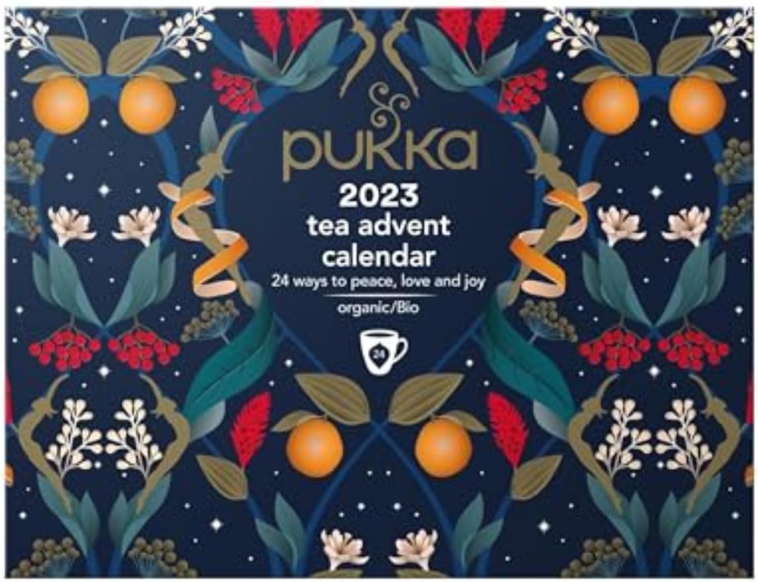 Pukka 2023 Advent Calendar Organic Tea, Herbal Tea Variety Pack, Selection of 24 Delightful Black & Green Teas and Infusions, 100% Organic