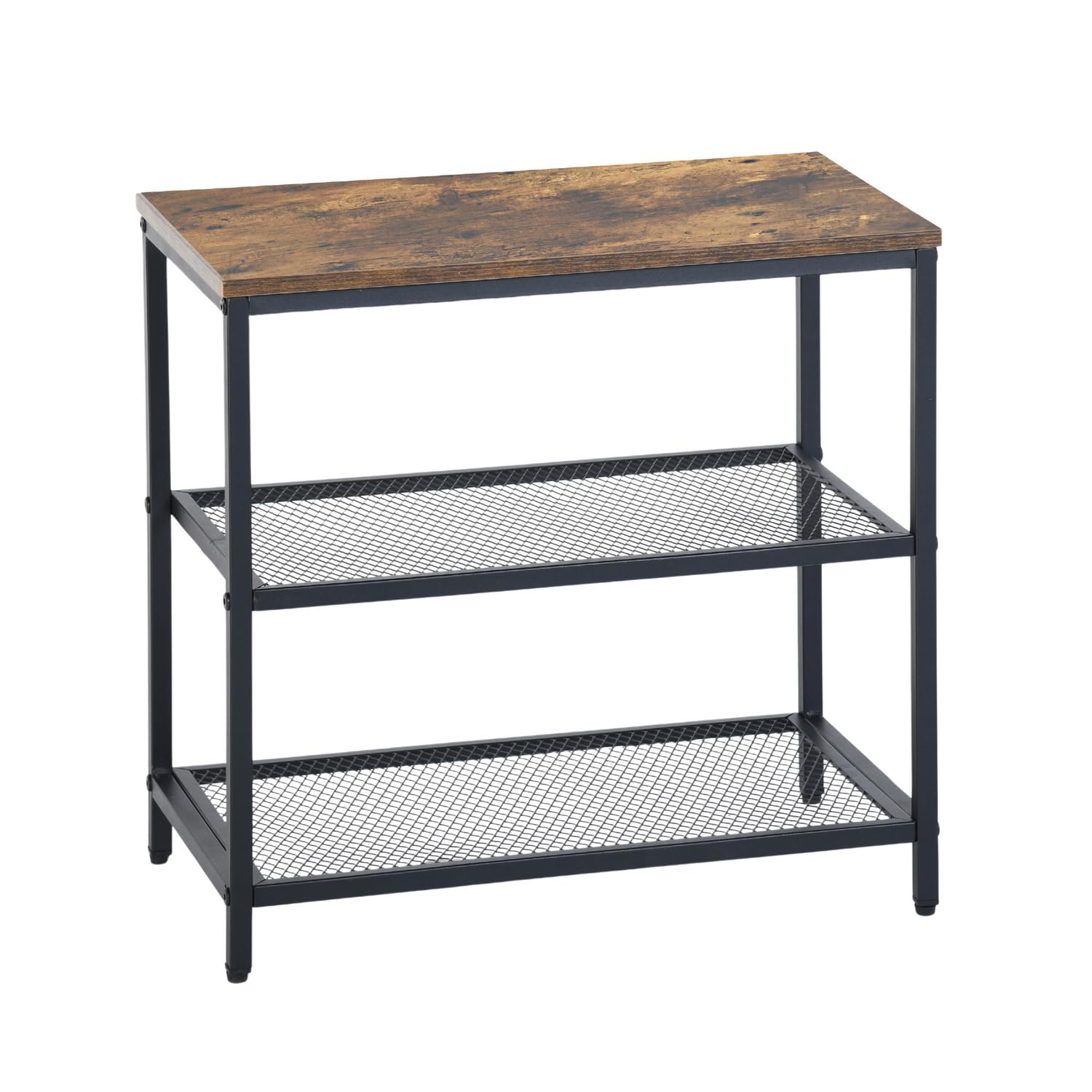 FurnitureR 50CM Hocker Aufbewahrungsbank, Aufbewahrungseinheit mit 3-Regalen und Nivellierfüßen, Hocker Bank mit Vintage MDF, für Wohnzimmer, Schlafzimmer, Flur, Küche, Esszimmer, Braun,50x28x48CM