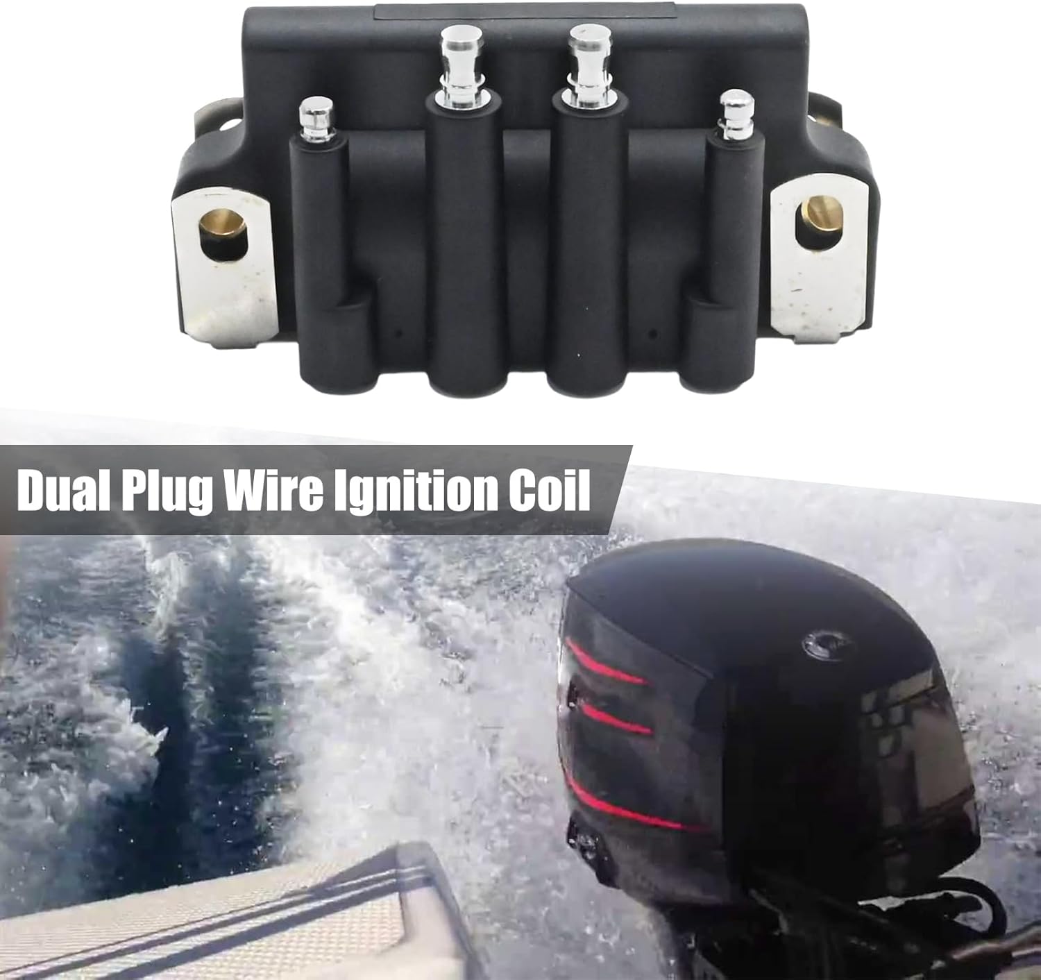 583740 Dual Plug Wire Ignition Coil, Replacement for Evinrude Johnson 2.5 hp 1987 1988, Replacement for Evinrude Johnson 200 hp 225 hp 1999, Replace 583298