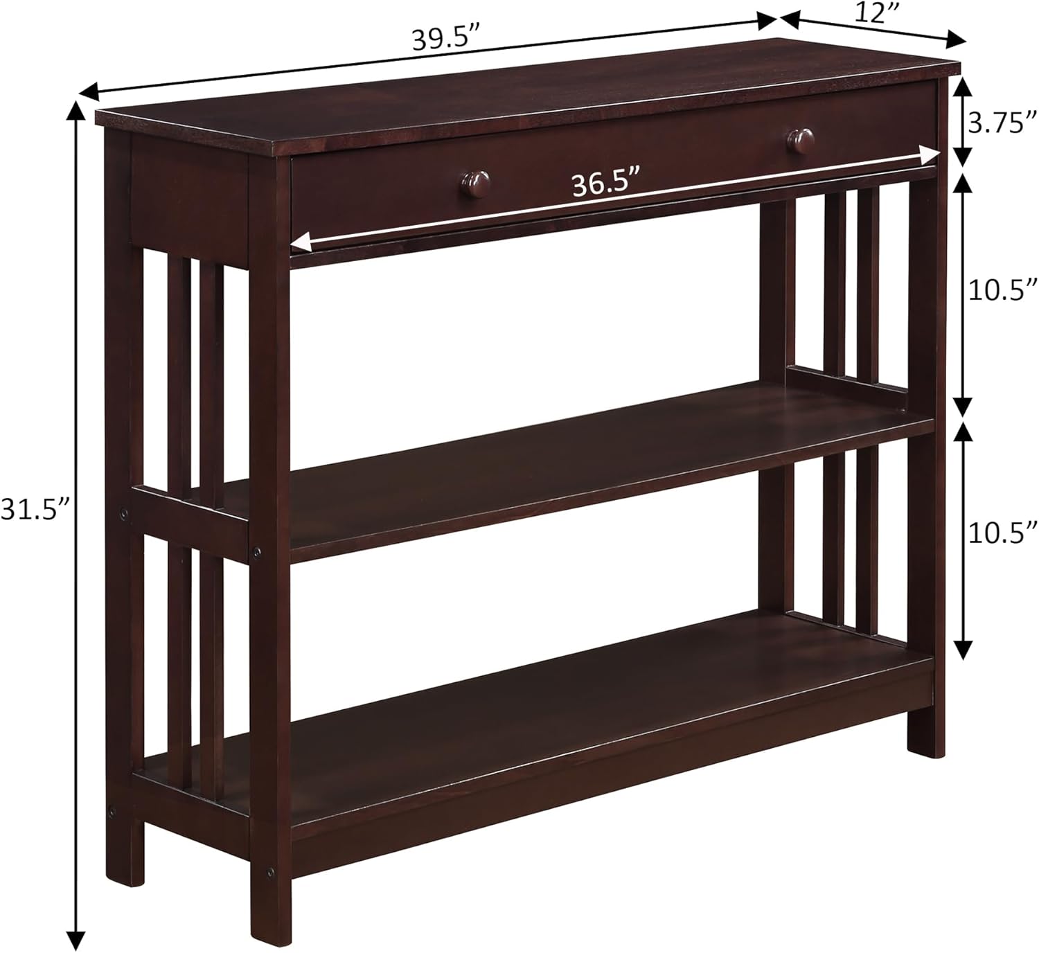 Convenience Concepts Mission 1 Drawer Console Table, Espresso