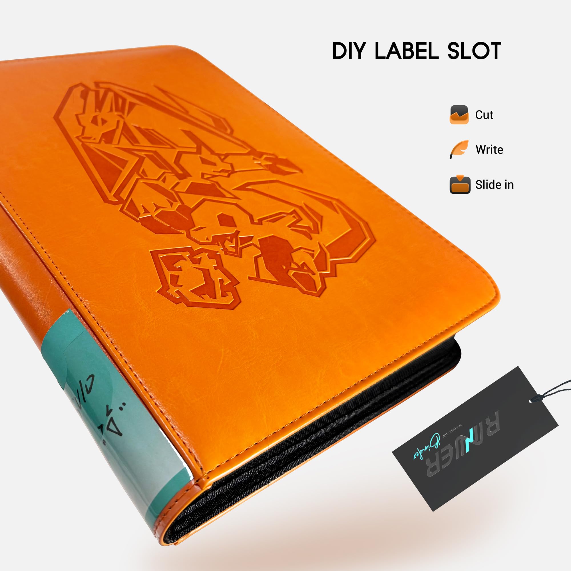 Douper Carpeta de 9 compartimentos, 540 tarjetas, para juegos de cartas con fundas de carga lateral (rojo anaranjado)