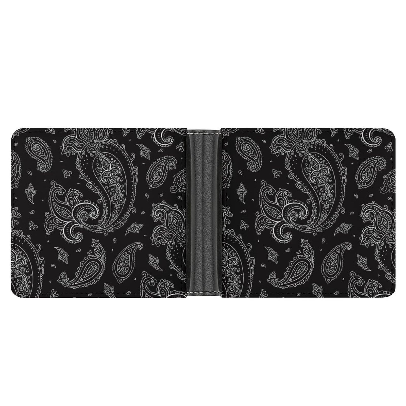 Paisley Print Bifold Wallet for Men Women PU Leather Slim Purse Pocket Wallet with Card Holder
