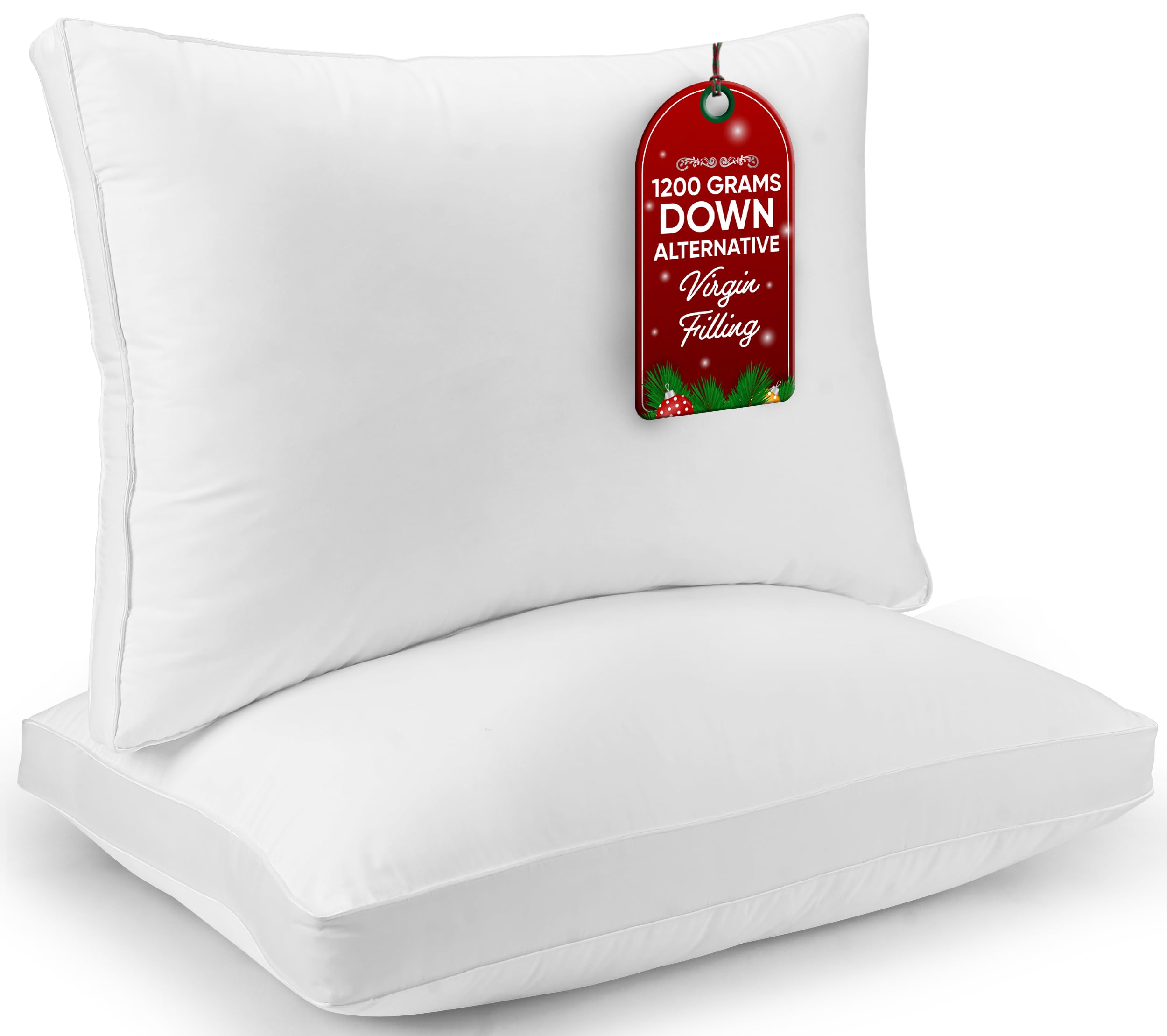 Beddora Bed Pillows for Sleeping Queen Size (White), Set of 2, Gusseted Hotel Quality Pillows, Cooling Pillows for Side, Back or Stomach Sleepers