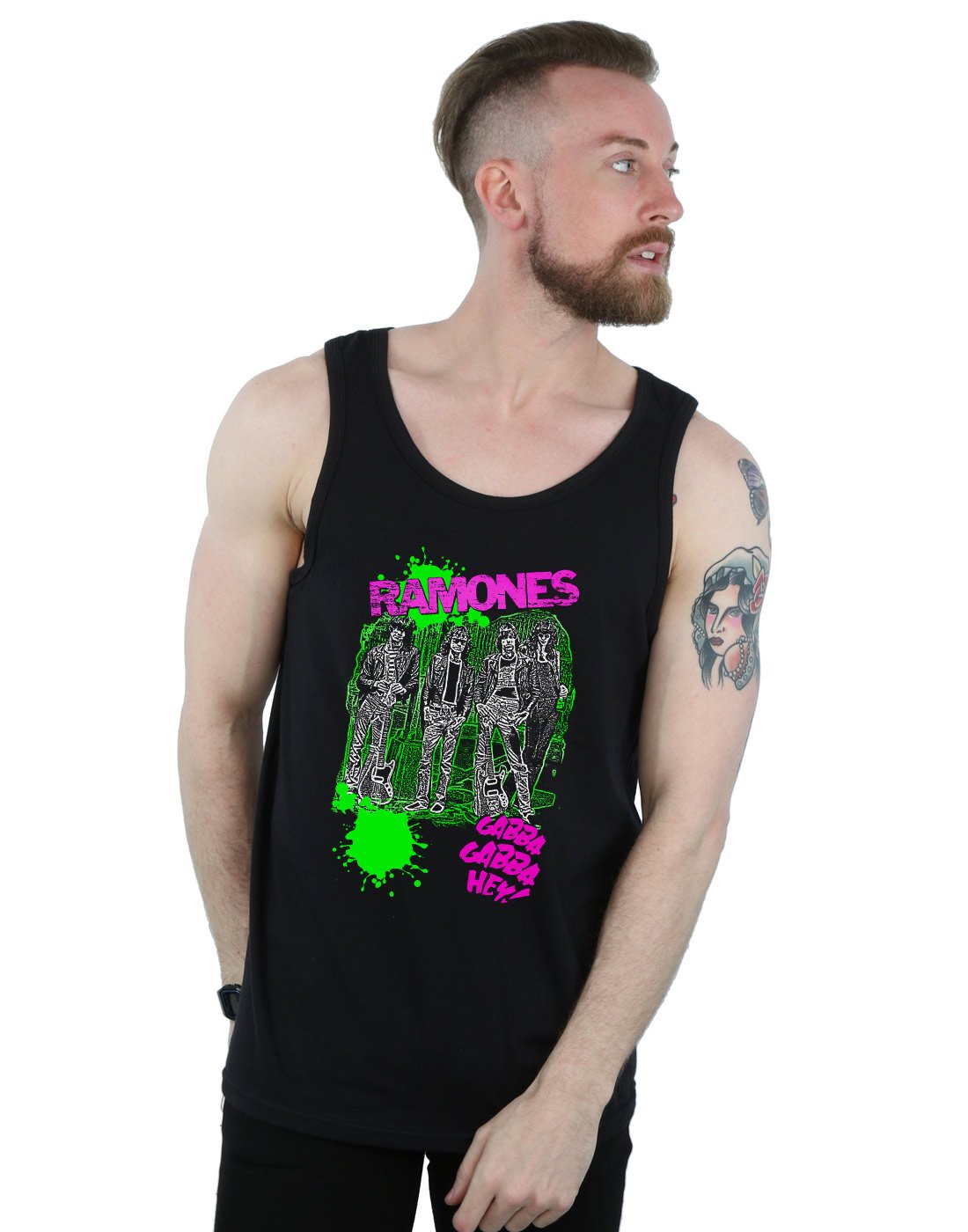 Absolute Cult Men's Black Ramones Posterized Gabba Gabba Hey Vest Large